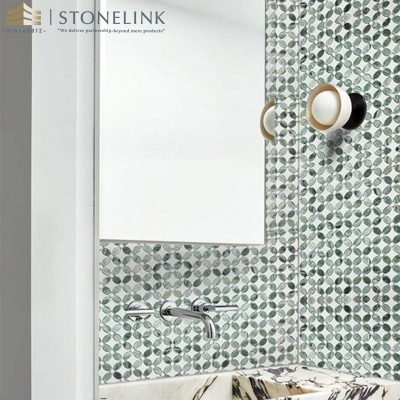 Raggio Verde flower marble mosaic