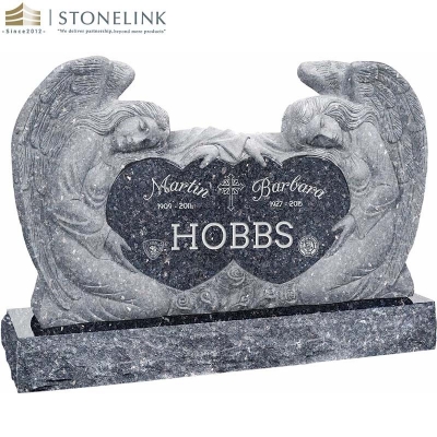 Angle heart black grey granite tombstones