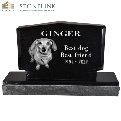 Black granite pet memorial headstone