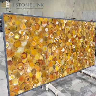 Yellow agate slab