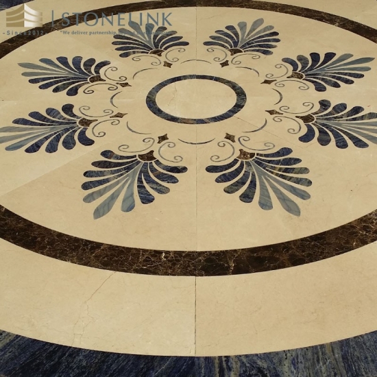 Beige marble inlay waterjet medallions