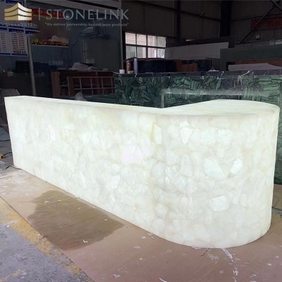 White crystal gemstone countertop