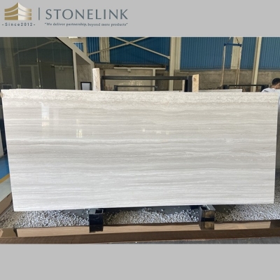 White Wood marble slab