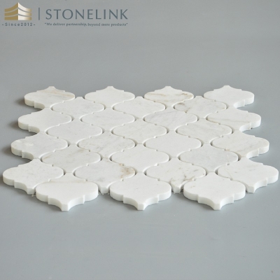 Bianco White arabesque polished marble mosaic