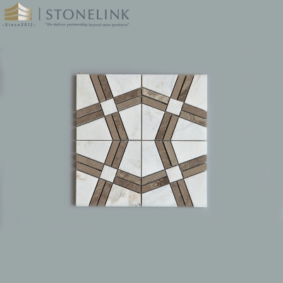 Bianco White two-tone geometric pattern marble mosaic