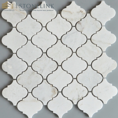 Bianco White arabesque polished marble mosaic