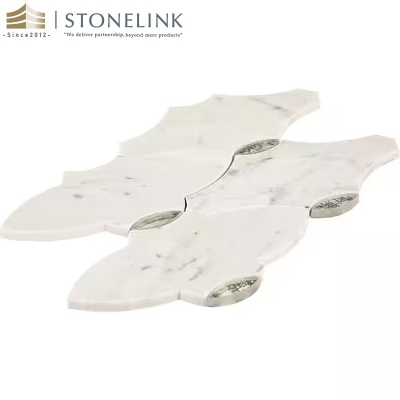 Carrara White court-style polished marble mosaic