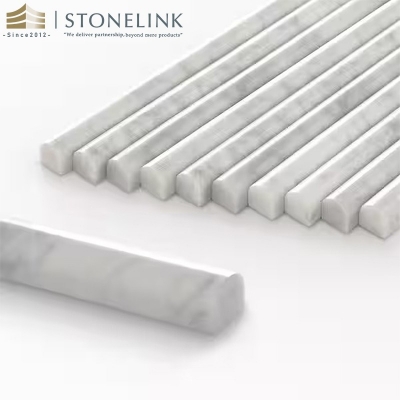 Carrara White honed marble fluted tile trim