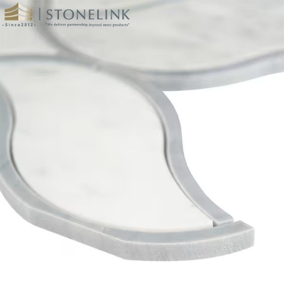 Carrara White curved pattern polished marble mosaic