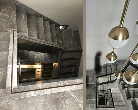 Escalier en marbre gris Hermès